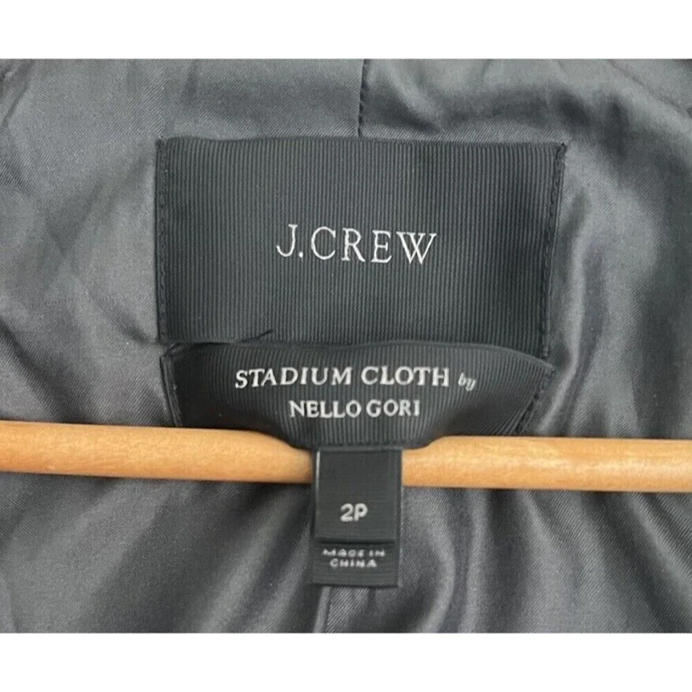 J Crew Cocoon Coat Italian Stadium Cloth Nello Gori Hooded Wool Black Heavy 2 - Picture 8 of 9